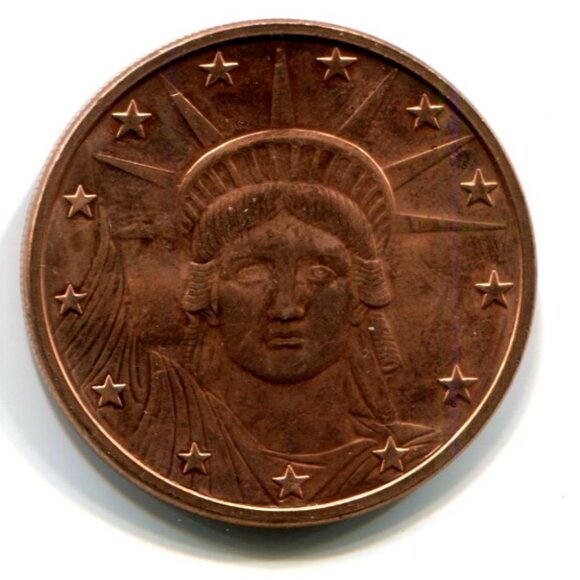 USA Statue of Liberty One Ounce .999 Fine Copper Round (b859-48) - Picture 1 of 2